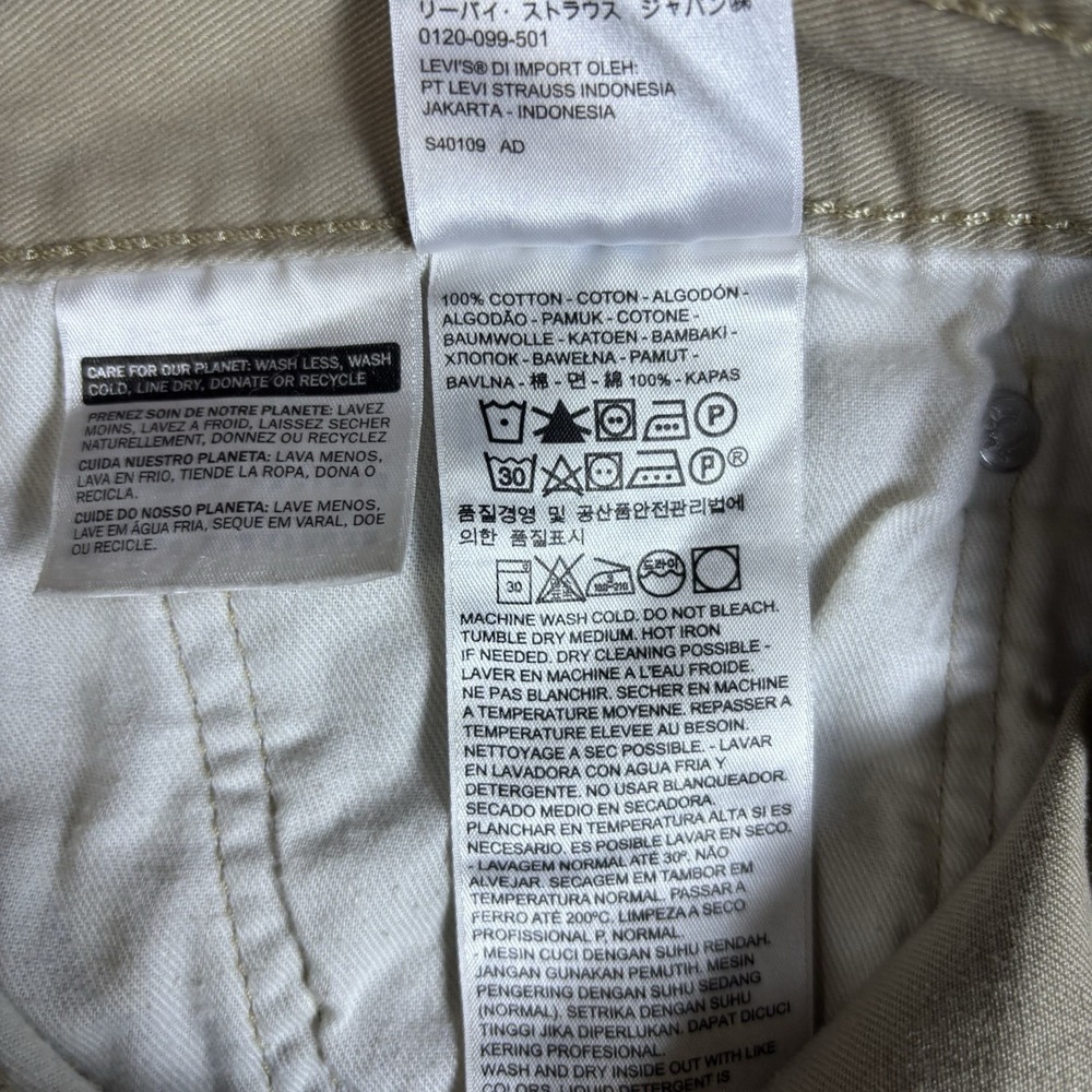 Levi's 511 Slim Fit Khaki Tan Jeans Men's 34x30 Cotton Casual Pants - Picture 9 of 9
